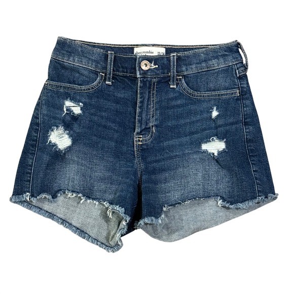 abercrombie kids Other - Abercrombie Kids Girls Distressed Denim Shorts Dark Wash Raw Hem Size 13/14